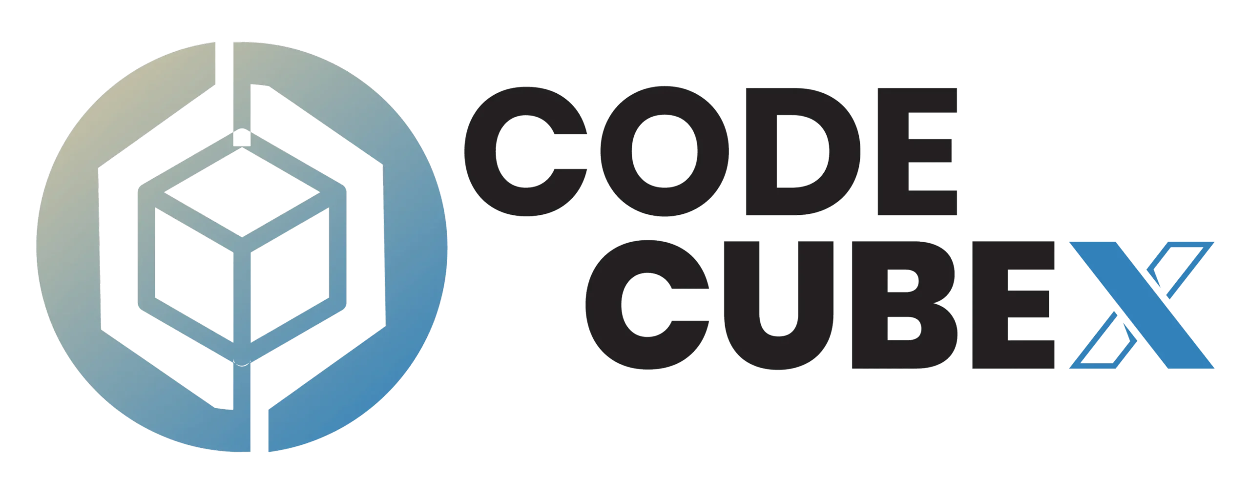 Code Cube Logo - Blue and Black